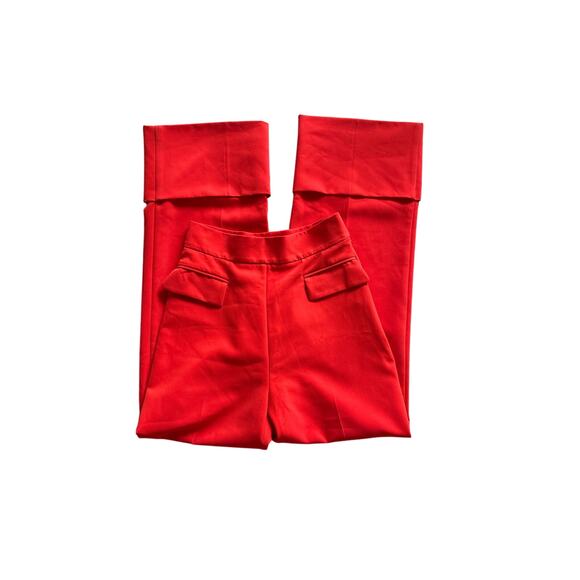 Paris Georgia Red Cuffed Wide Leg Tailored Pants - Picture 4 of 6